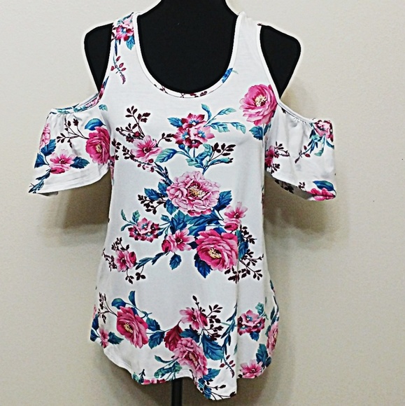 First Love Tops - RAMONA Floral cold shoulder top
